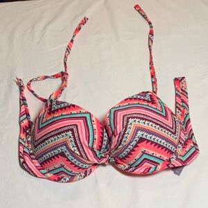 aerie Red Printed Bikini Top